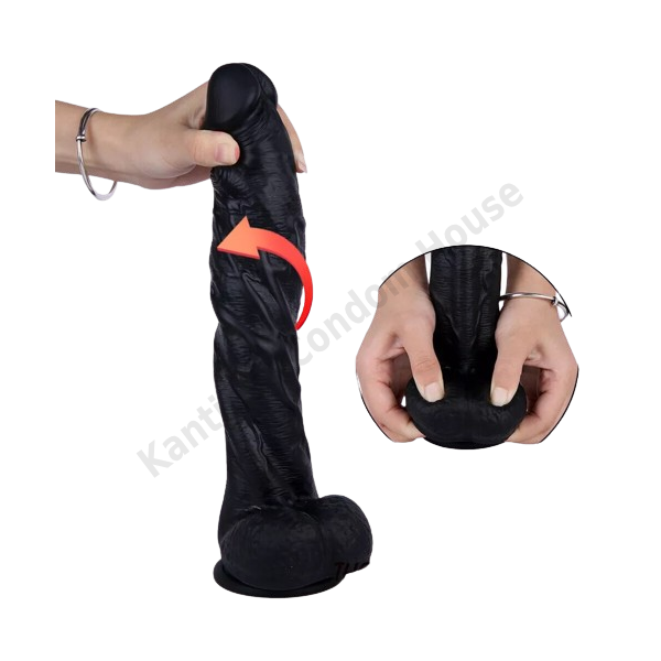 11 Inch Realistic Black Suction non vibrating Penis  Dildo- BDL12